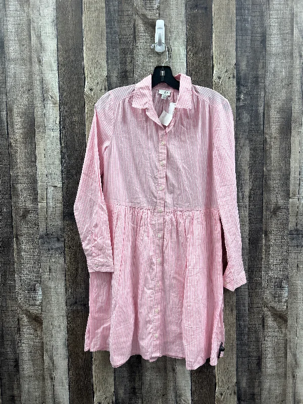 Dress Casual Midi By J. Crew In Pink & White, Size: Xs