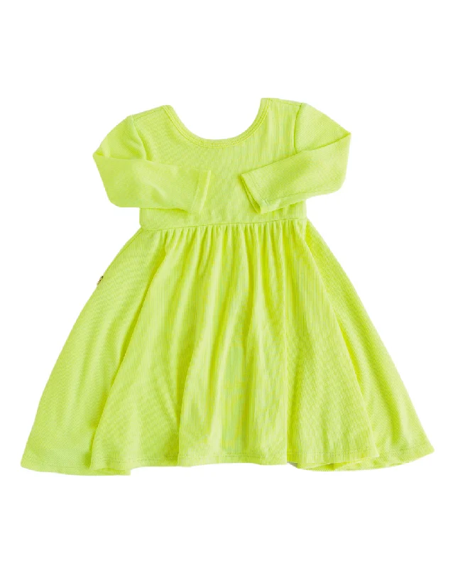 long sleeve swing dress - highlighter