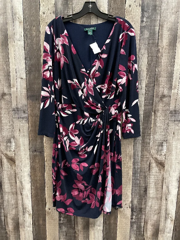 Dress Casual Midi By Lauren By Ralph Lauren In Blue, Size: Xl