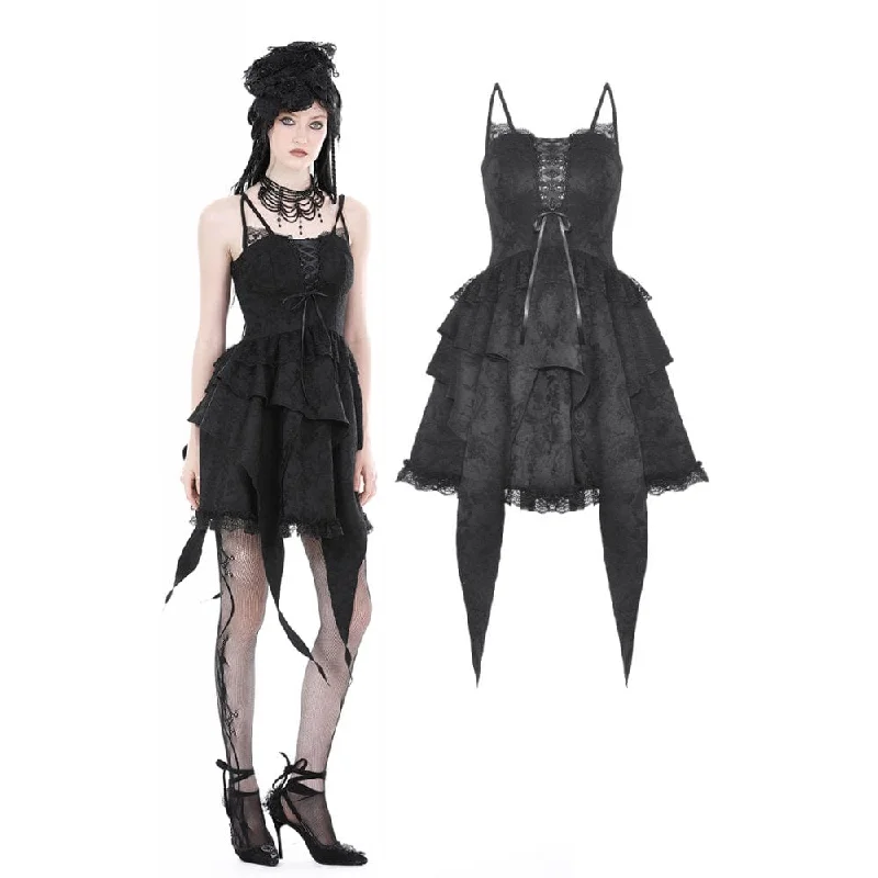 Women's Gothic Irregular Ruffled Layered Slip Dress