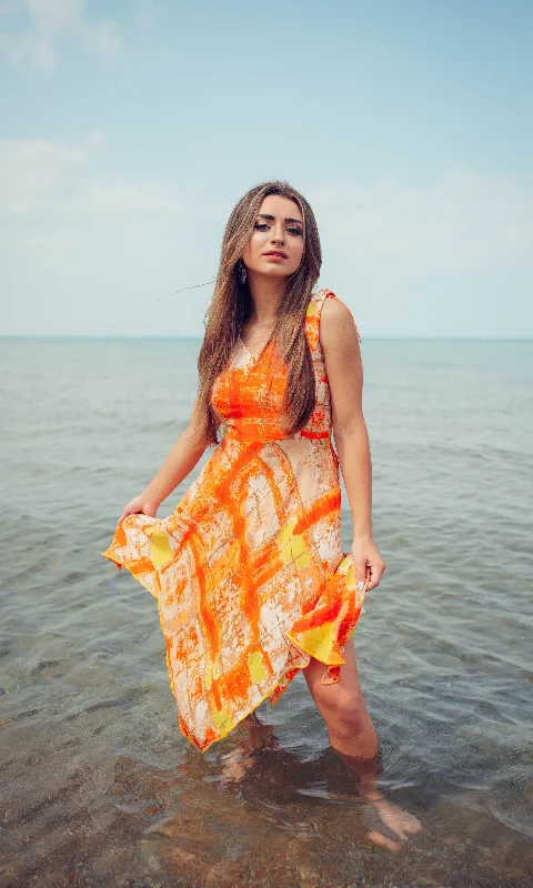 Tawny Orange High Low Dress