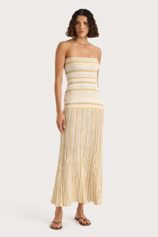 Citara Strapless Dress Butter Stripe