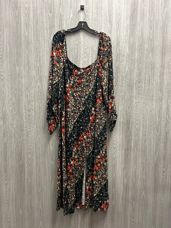 Dress Casual Midi By Cme In Floral Print, Size: 4x