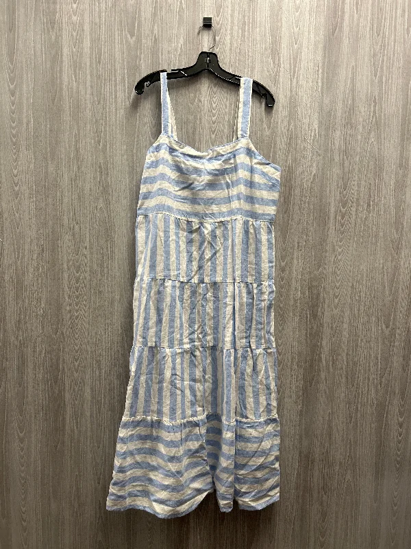 Dress Casual Maxi By Cme In Blue & White, Size: Xl