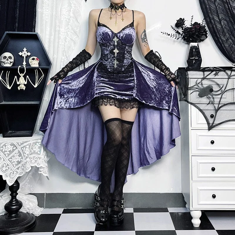 Women's Gothic Lace Irregular Hem Dress