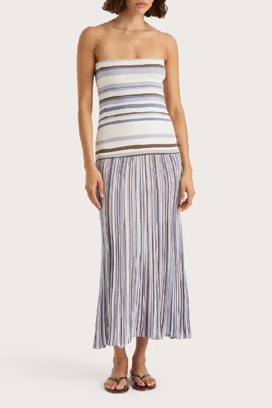Citara Strapless Dress Pale Blue Stripe