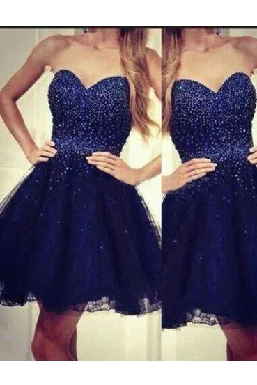 Modern Sweetheart A-line Beading Royal Blue Short Homecoming Dresses For Teens OK467