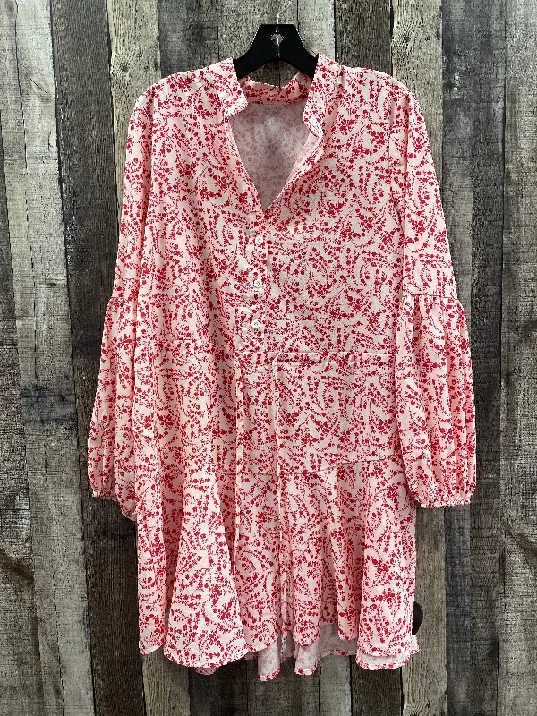 Dress Casual Short By Cmf In Red & White, Size: L
