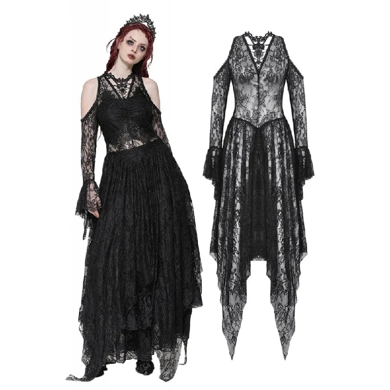 Women's Gothic Off-the-Shoulder Irregular Lace Dress