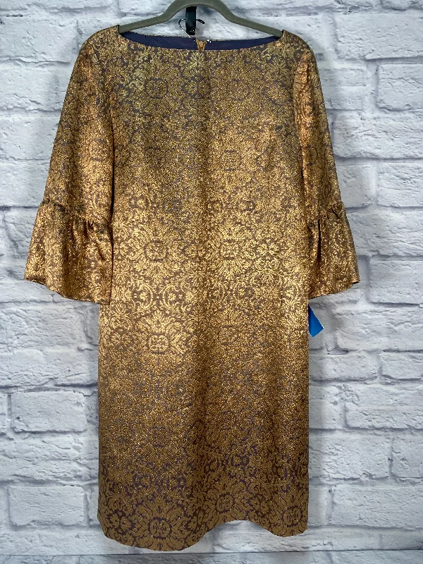 Dress Party Midi By Donna Morgan In Gold & Grey, Size: M