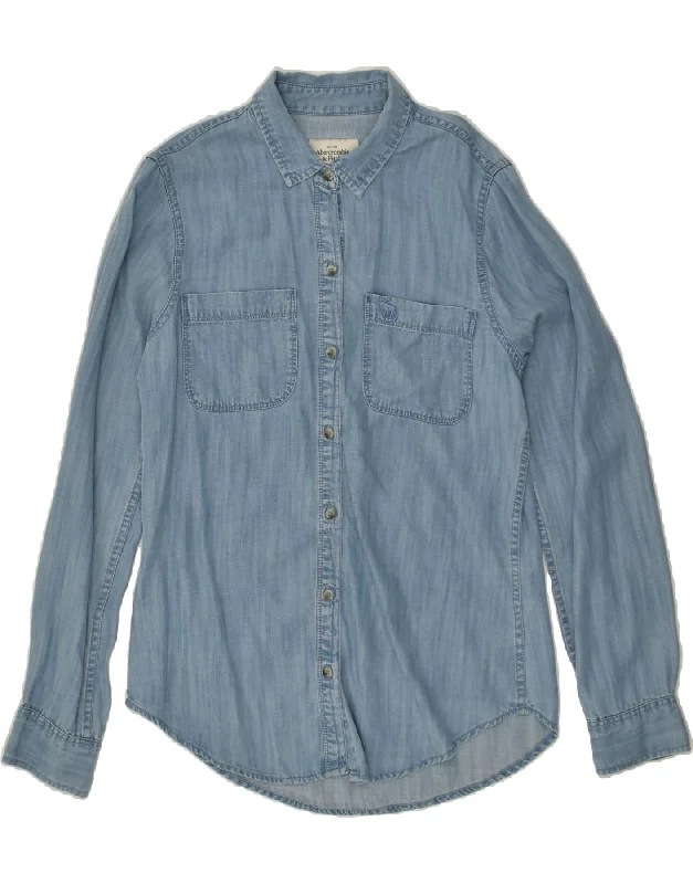 ABERCROMBIE & FITCH Womens Denim Shirt UK 10 Small Blue Lyocell Comfortable Summer Short Shirt ABERCROMBIE & FITCH Womens Denim Shirt UK 10 Small Blue Lyocell Comfortable Summer Short Shirt