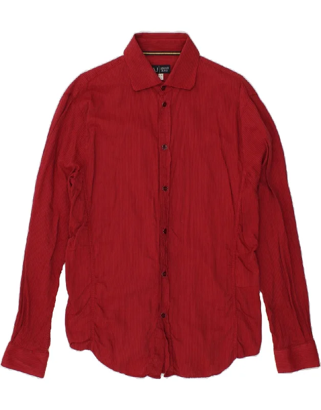 ARMANI JEANS Womens Shirt UK 16 Large Red Pinstripe Cotton Stylish Short Sleeve Polo ARMANI JEANS Womens Shirt UK 16 Large Red Pinstripe Cotton Stylish Short Sleeve Polo