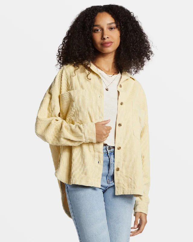 Billabong Stoked On You Oversized Long Sleeve Shirt Casual Oversized Short Shirt