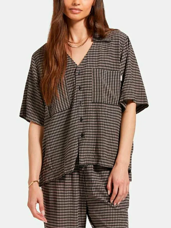 Hudson Lounge Short Sleeve Buttondown Shirt Elegant Draped Short Shirt