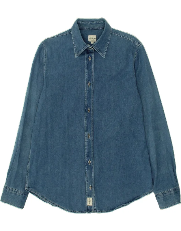 CALVIN KLEIN JEANS Womens Denim Shirt UK 16 Large Blue Cotton Comfortable Loose Short Sleeve CALVIN KLEIN JEANS Womens Denim Shirt UK 16 Large Blue Cotton Comfortable Loose Short Sleeve