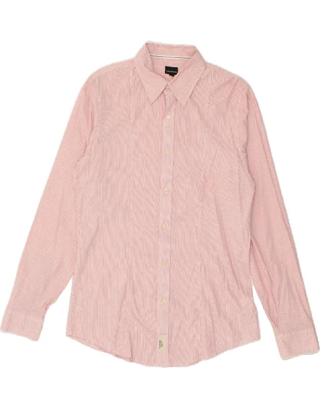 CALVIN KLEIN JEANS Womens Shirt UK 16 Large Pink Pinstripe Cotton Classic Denim Short Sleeve CALVIN KLEIN JEANS Womens Shirt UK 16 Large Pink Pinstripe Cotton Classic Denim Short Sleeve