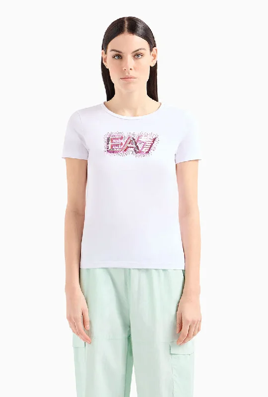 EA7 SEQUINS LOGO TSHIRT Comfortable Pocket Short Shirt