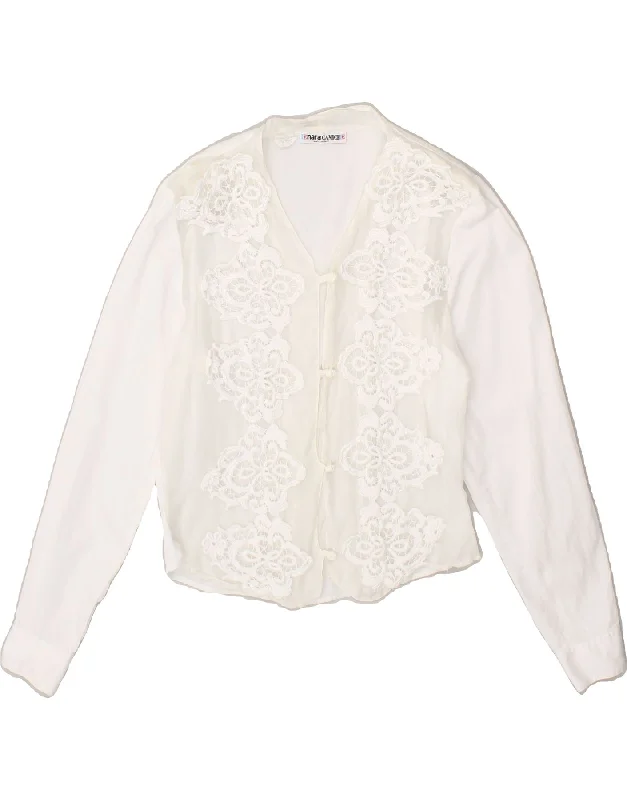 ENARA CAMICE Womens Shirt Blouse UK 12 Medium White Floral Cotton Stylish Striped Short Sleeve ENARA CAMICE Womens Shirt Blouse UK 12 Medium White Floral Cotton Stylish Striped Short Sleeve