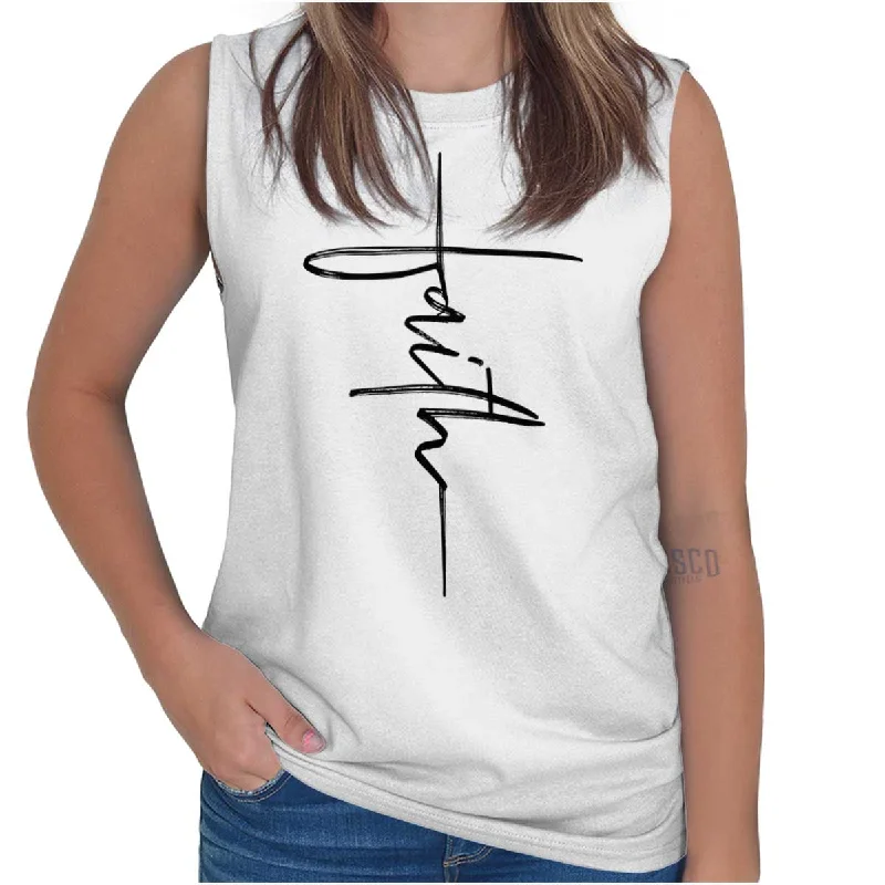 Faith Fashion Sleeveless T Shirt Casual Slouchy Short Sleeve