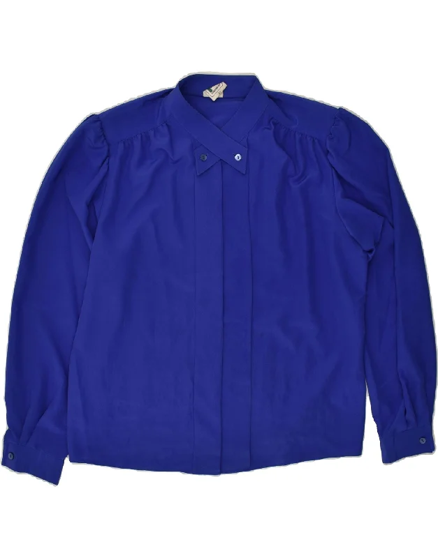 FRANKENWALDER Womens Shirt Blouse EU 42 Large Navy Blue Polyester Trendy Ruffled Short Sleeve FRANKENWALDER Womens Shirt Blouse EU 42 Large Navy Blue Polyester Trendy Ruffled Short Sleeve