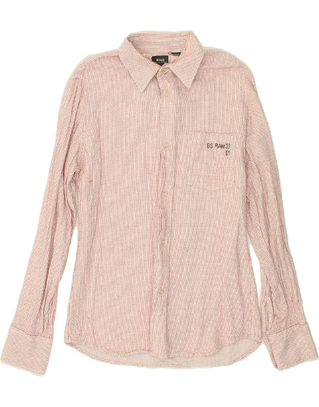 G-STAR Womens Shirt UK 16 Large Red Striped Cotton Trendy Short Sleeve Tunic