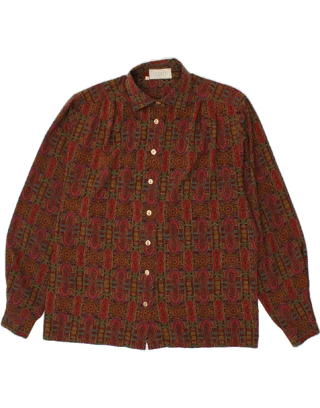 ICAM Womens Shirt IT 46 Large Brown Paisley Polyester Comfortable Stretch Short Shirt ICAM Womens Shirt IT 46 Large Brown Paisley Polyester Comfortable Stretch Short Shirt