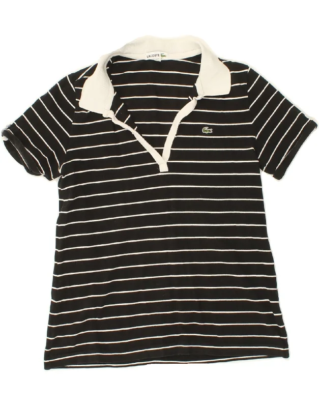 LACOSTE Womens Polo Shirt Size 40 Medium Black Striped Cotton Trendy Short Sleeve Tunic LACOSTE Womens Polo Shirt Size 40 Medium Black Striped Cotton Trendy Short Sleeve Tunic