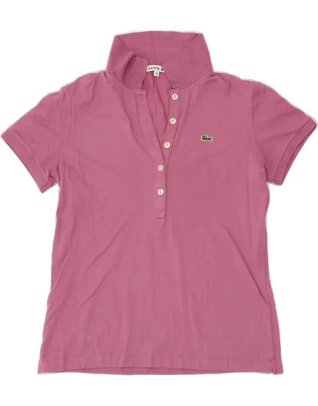 LACOSTE Womens Polo Shirt Size 40 Medium Pink Cotton Fashionable Cuffed Short Sleeve LACOSTE Womens Polo Shirt Size 40 Medium Pink Cotton Fashionable Cuffed Short Sleeve