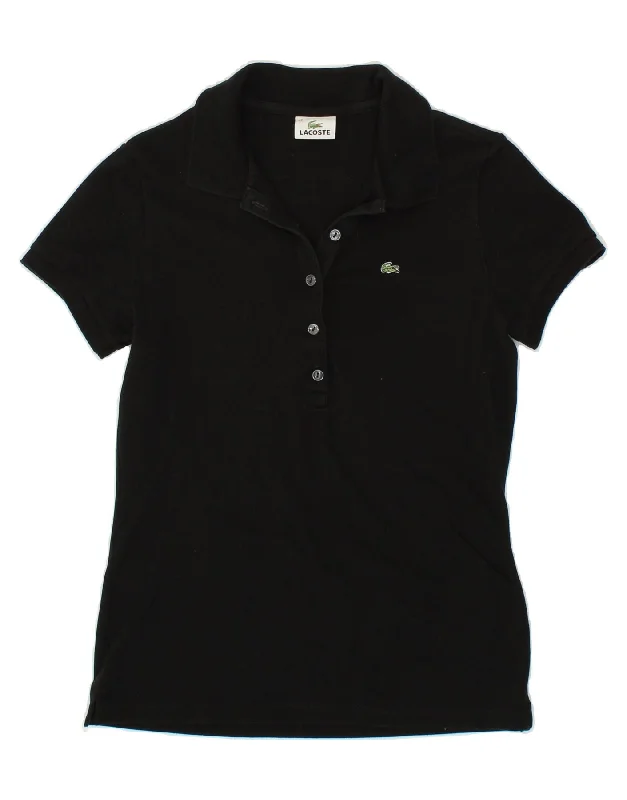 LACOSTE Womens Polo Shirt Size 42 Large Black Cotton Comfortable Flowing Short Sleeve LACOSTE Womens Polo Shirt Size 42 Large Black Cotton Comfortable Flowing Short Sleeve