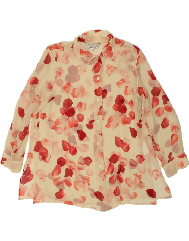 MARINA RINALDI Womens Shirt Blouse Size 17 Small Beige Floral Silk Comfortable Short Sleeve Tee MARINA RINALDI Womens Shirt Blouse Size 17 Small Beige Floral Silk Comfortable Short Sleeve Tee