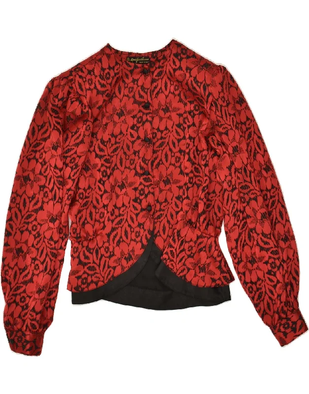 MARIO PUCCI CECCONI Womens Shirt Blouse EU 42 Medium Red Floral Viscose Modern Short Sleeve Top MARIO PUCCI CECCONI Womens Shirt Blouse EU 42 Medium Red Floral Viscose Modern Short Sleeve Top