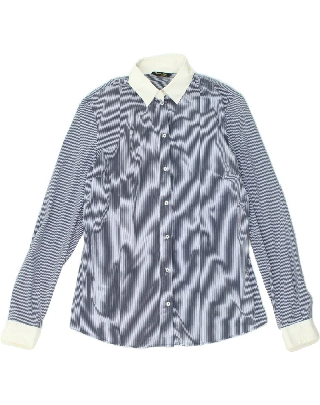 MASSIMO DUTTI Womens Shirt EU 40 Medium Navy Blue Pinstripe Stylish Striped Short Sleeve MASSIMO DUTTI Womens Shirt EU 40 Medium Navy Blue Pinstripe Stylish Striped Short Sleeve