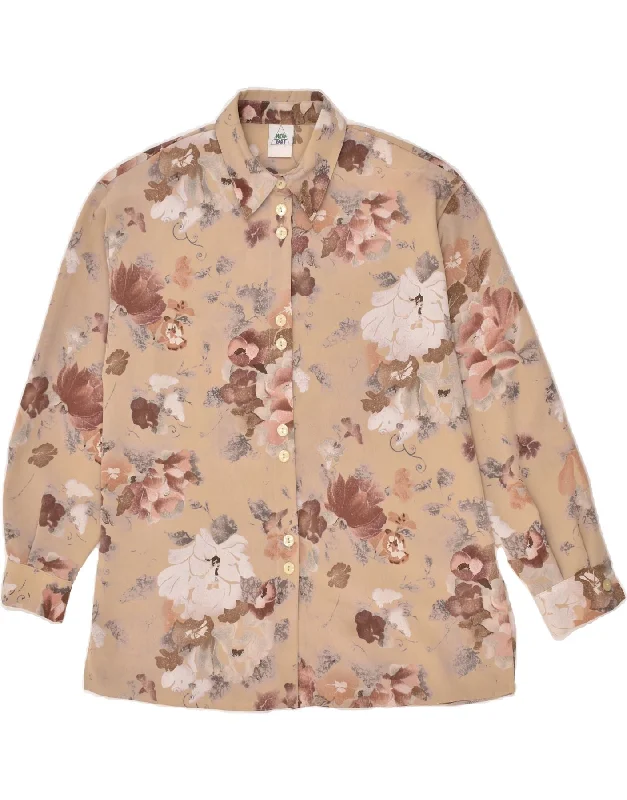 NEW FAST Womens Shirt Blouse EU 40 Medium Beige Floral Polyester Relaxed Fit Short Tunic NEW FAST Womens Shirt Blouse EU 40 Medium Beige Floral Polyester Relaxed Fit Short Tunic