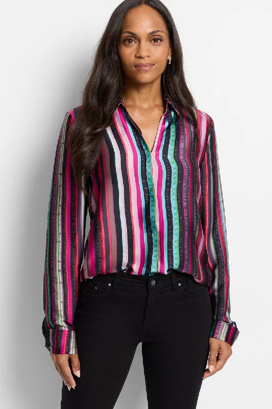 NIC+ZOE Vivid Vision Shirt Elegant Draped Short Shirt