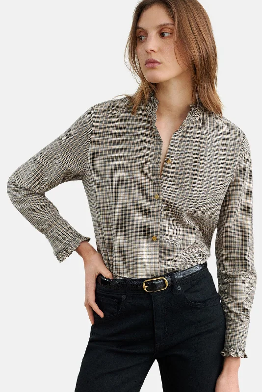 Lydia Shirt Honey Check Comfortable Loose Short Sleeve