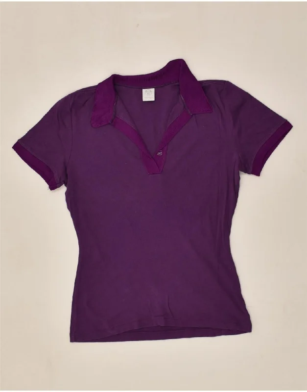 NORTH SAILS Womens Polo Shirt UK 14 Large Purple Cotton Comfortable Short Sleeve Blouse