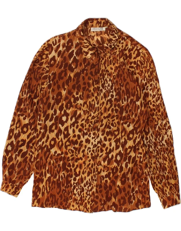 OMBRALUCE Womens Shirt Blouse IT 42 Medium Brown Animal Print Acetate Casual Plain Short Shirt OMBRALUCE Womens Shirt Blouse IT 42 Medium Brown Animal Print Acetate Casual Plain Short Shirt