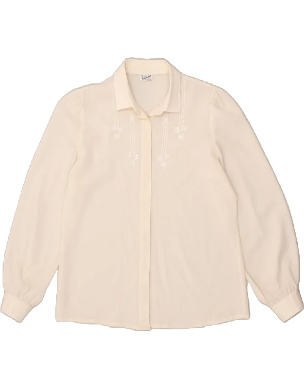 PRIMAVERA FIRENZE Womens Shirt Blouse UK 14 Large Off White Polyester Relaxed Fit Short Tunic PRIMAVERA FIRENZE Womens Shirt Blouse UK 14 Large Off White Polyester Relaxed Fit Short Tunic