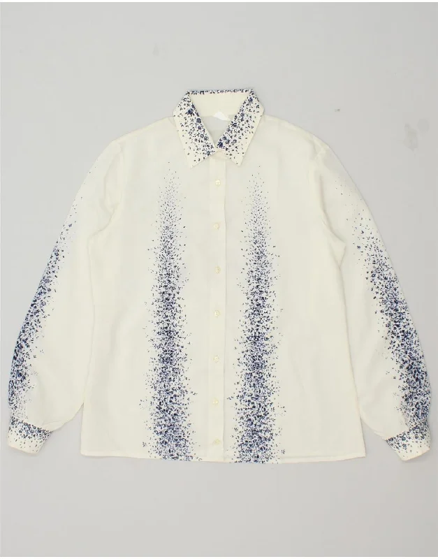 PRIMAVERA FIRENZE Womens Shirt UK 14 Large White Floral Polyester Chic Embellished Short Sleeve PRIMAVERA FIRENZE Womens Shirt UK 14 Large White Floral Polyester Chic Embellished Short Sleeve