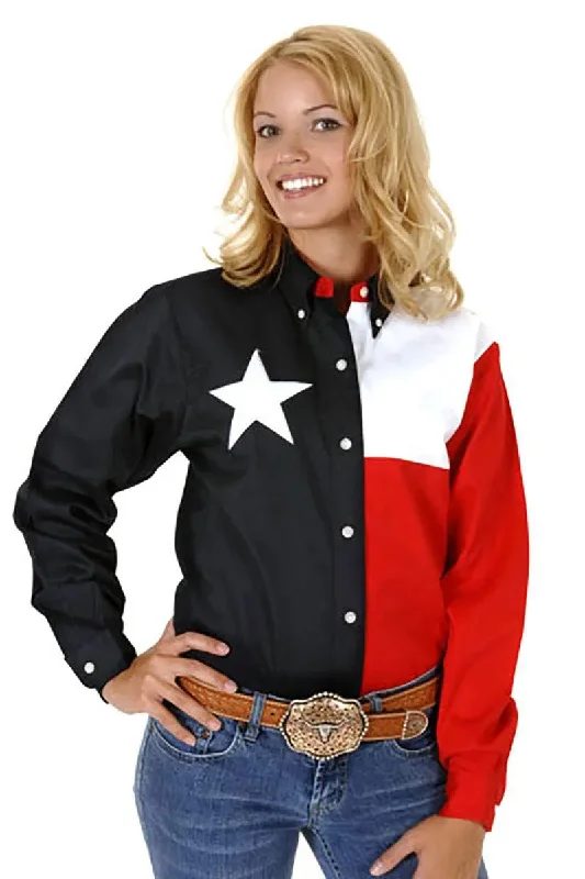 Roper Texas Flag Snap Long Sleeve - Women's Shirt Elegant Off-Shoulder Short Shirt