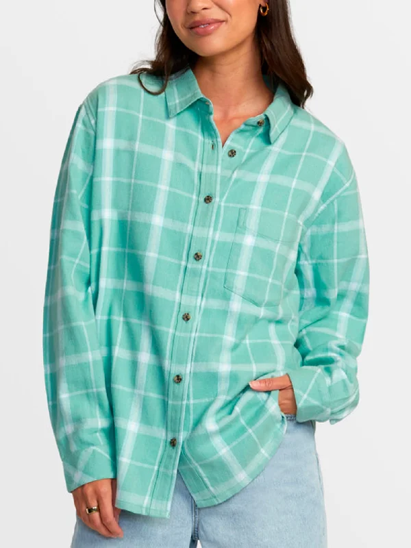 Mable Flannel Long Sleeve Button Down Shirt Casual Loose Short Sleeve