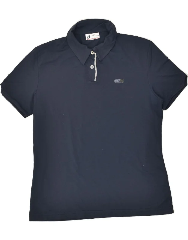 SERGIO TACCHINI Womens Polo Shirt UK 14 Large Navy Blue Cotton Relaxed Short Sleeve Tee