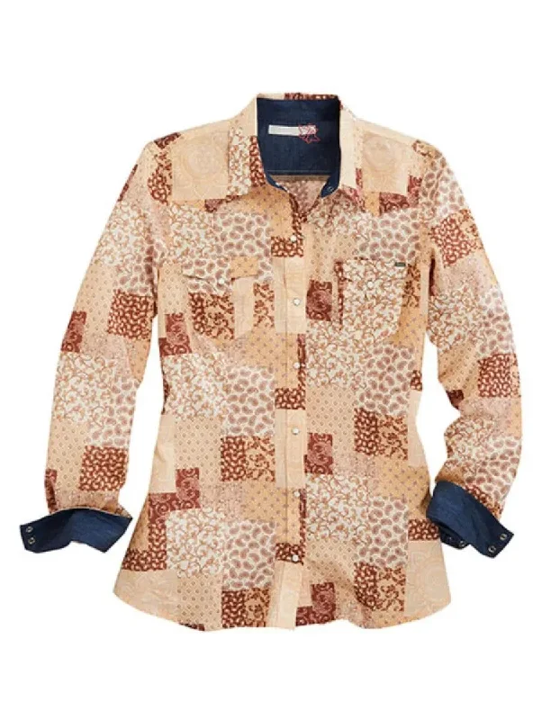 Tin Haul Sunrise Symphony (Brown) - Women's Western Shirt Trendy Short Sleeve Blouse