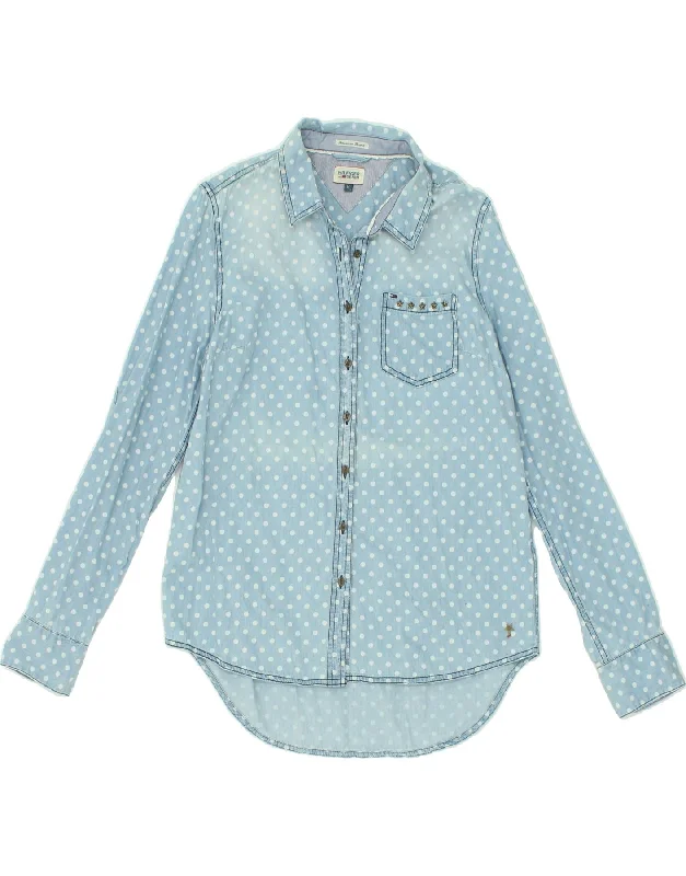 TOMMY HILFIGER Womens Shirt UK 14 Medium Blue Polka Dot Cotton Comfortable Short Sleeve Tee TOMMY HILFIGER Womens Shirt UK 14 Medium Blue Polka Dot Cotton Comfortable Short Sleeve Tee