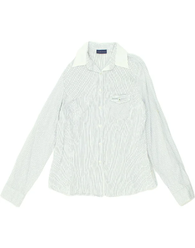 TRUSSARDI JEANS Womens Shirt UK 20 2XL Blue Striped Cotton Fashionable Button-Front Short Sleeve TRUSSARDI JEANS Womens Shirt UK 20 2XL Blue Striped Cotton Fashionable Button-Front Short Sleeve