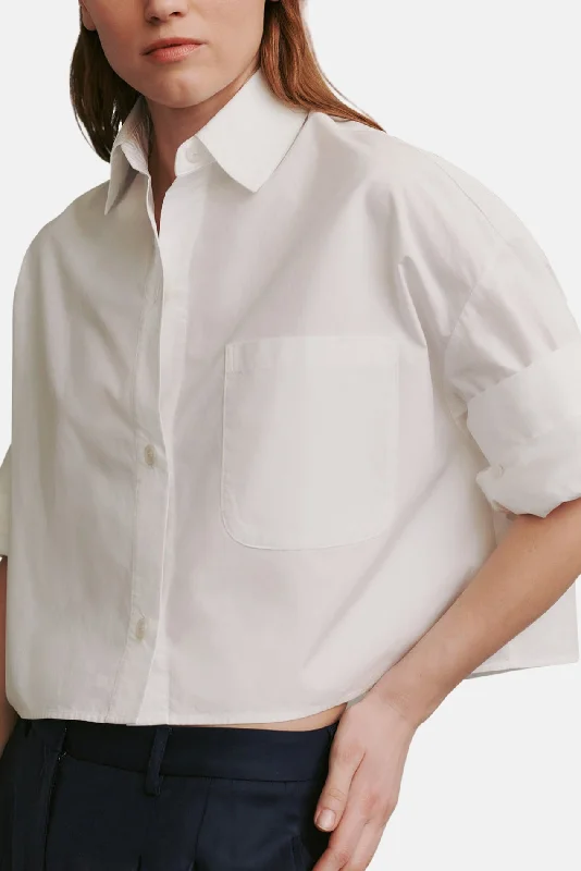 Next Ex Shirt In Militi Cotton Shirting White Casual Oversized Short Shirt