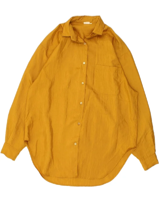 VINTAGE Womens Shirt Blouse EU 36 Small Yellow Polyester Fashionable Draped Short Sleeve VINTAGE Womens Shirt Blouse EU 36 Small Yellow Polyester Fashionable Draped Short Sleeve