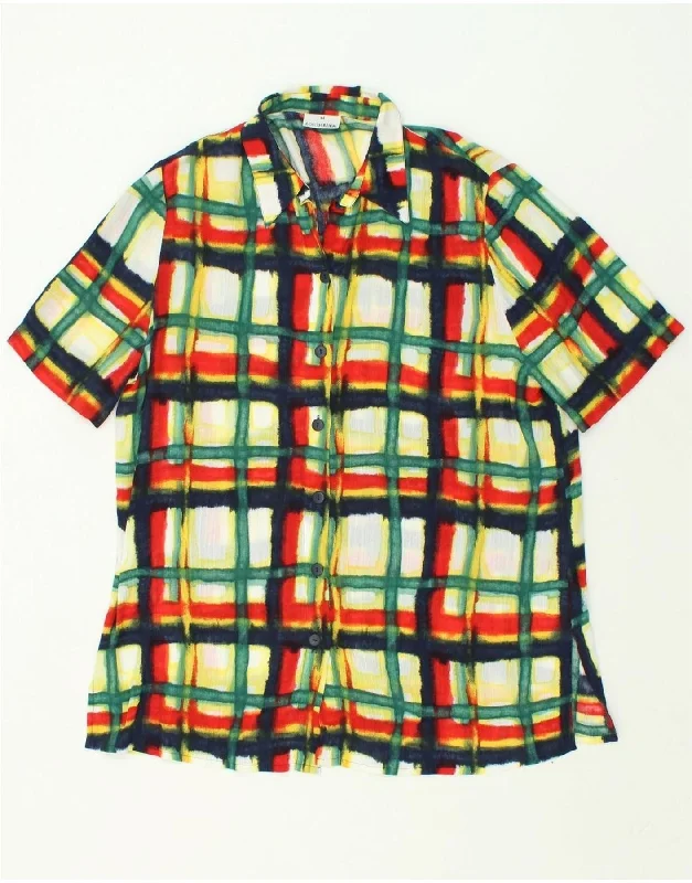 VINTAGE Womens Shirt Blouse EU 44 XL Multicoloured Check Viscose Trendy Turtleneck Short Shirt VINTAGE Womens Shirt Blouse EU 44 XL Multicoloured Check Viscose Trendy Turtleneck Short Shirt