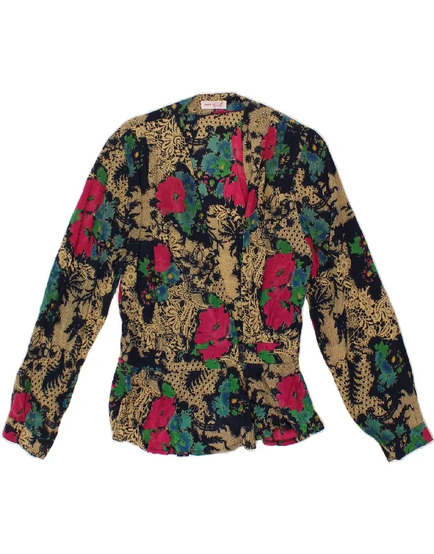 VINTAGE Womens Shirt Blouse UK 12 Medium Multicoloured Floral Soft Cotton Short Shirt VINTAGE Womens Shirt Blouse UK 12 Medium Multicoloured Floral Soft Cotton Short Shirt