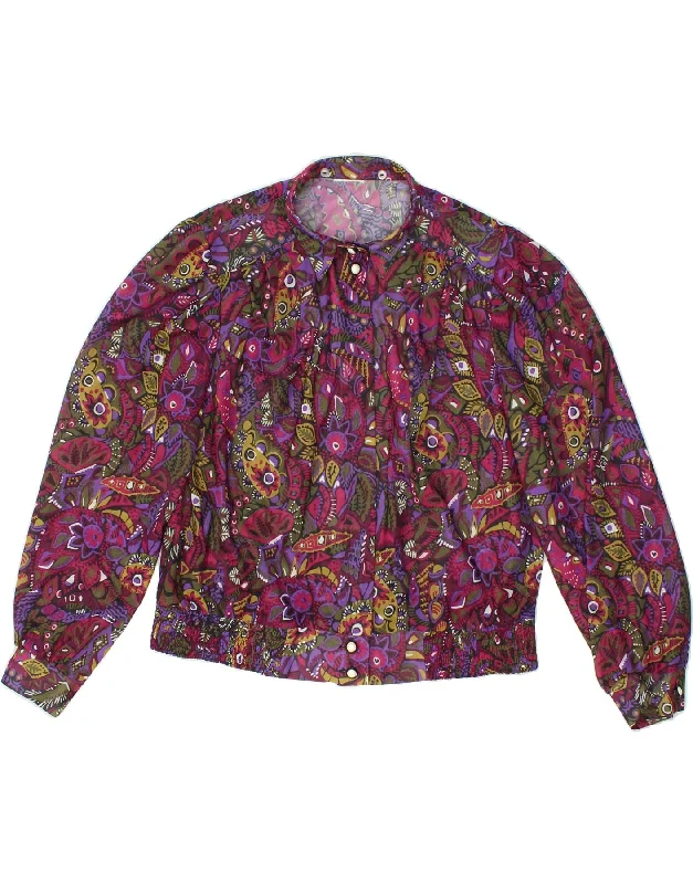 VINTAGE Womens Shirt Blouse UK 14 Large Multicoloured Floral Polyester Comfortable Flowing Short Sleeve VINTAGE Womens Shirt Blouse UK 14 Large Multicoloured Floral Polyester Comfortable Flowing Short Sleeve